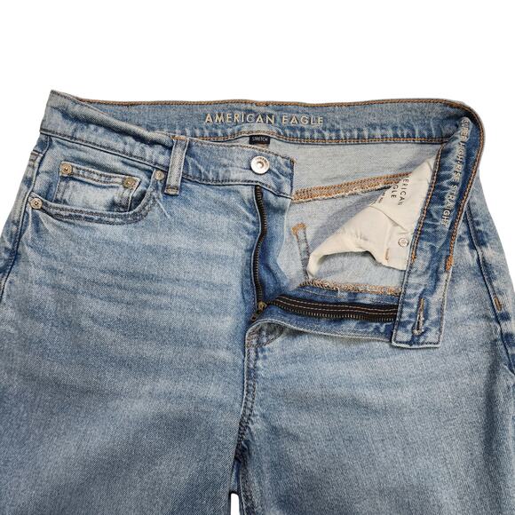 American Eagle Womens Super High Rise Straight Jean Size 8 Light Wash Denim - Picture 7 of 15